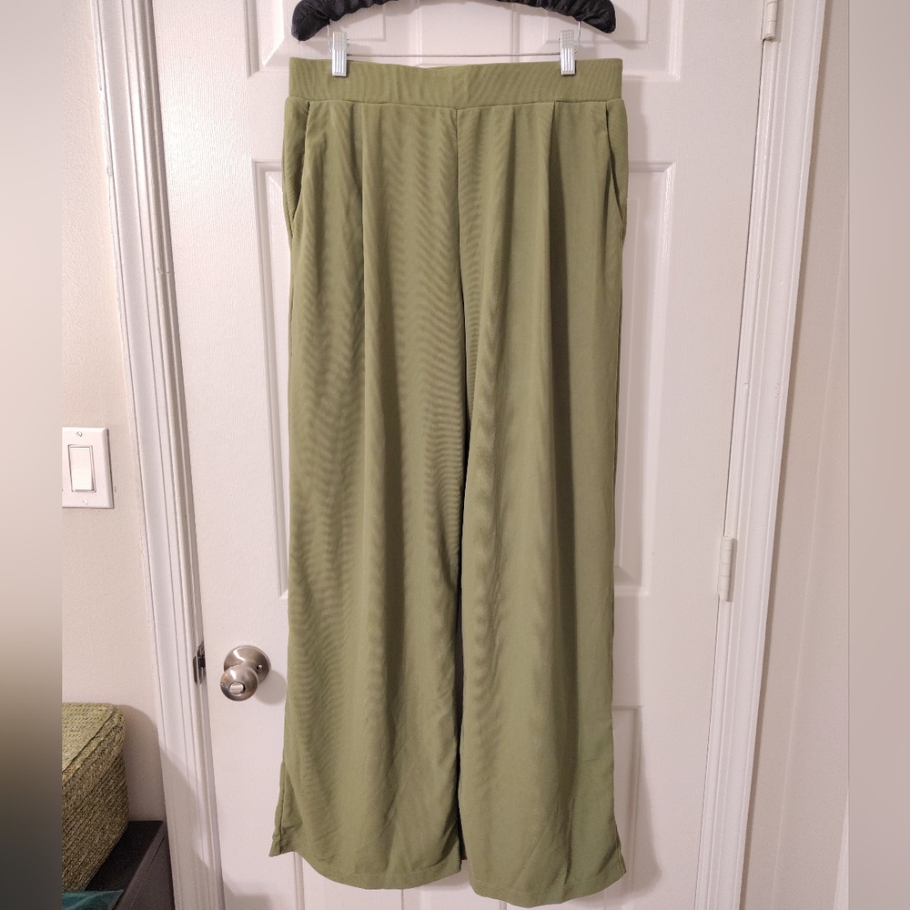 Halara Flex High Waist Body Sculpt Micro waffle Wide Leg Pants Pockets